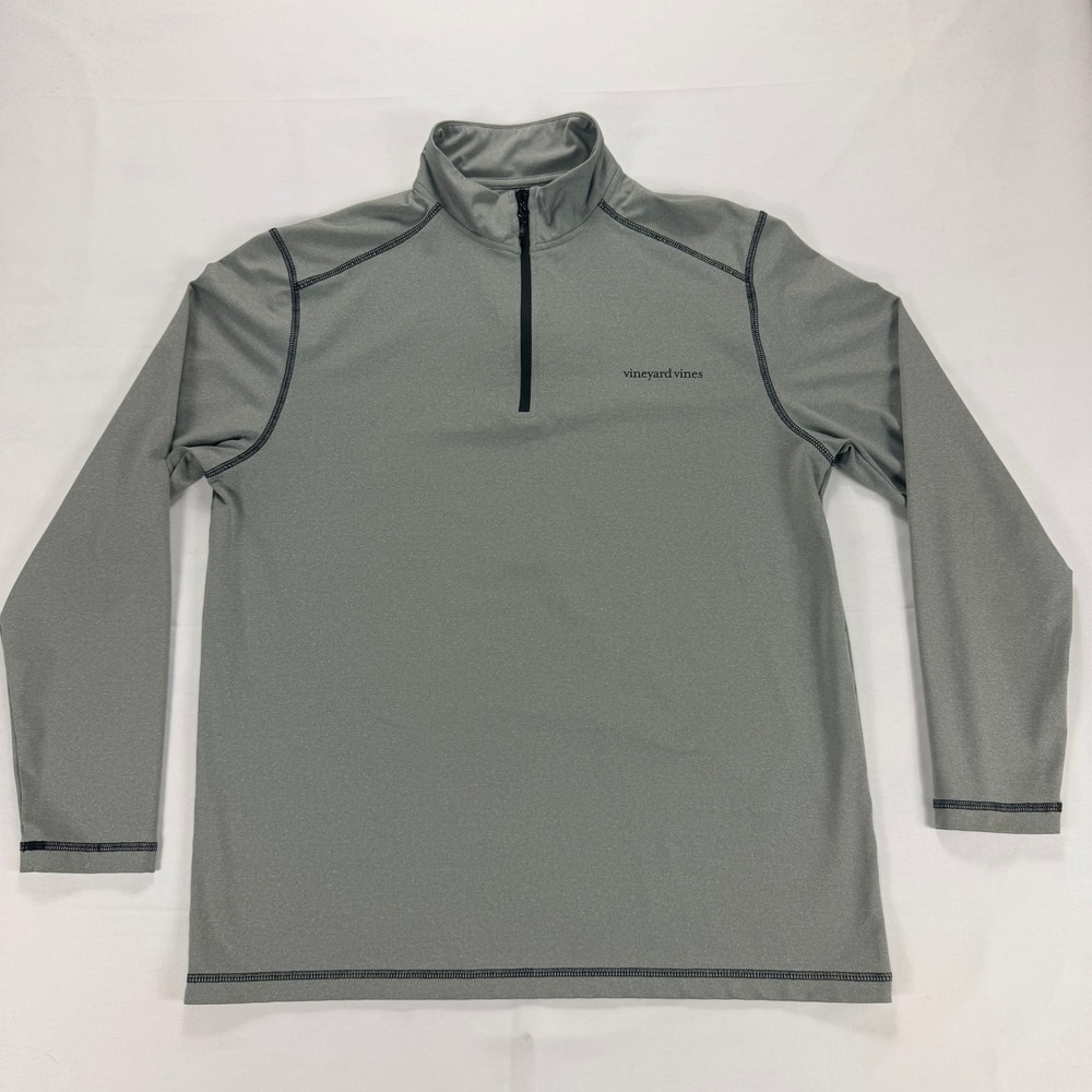 Vineyard Vines Mens Gray Performance Quarter Zip Pullover Long Sleeve Shirt L